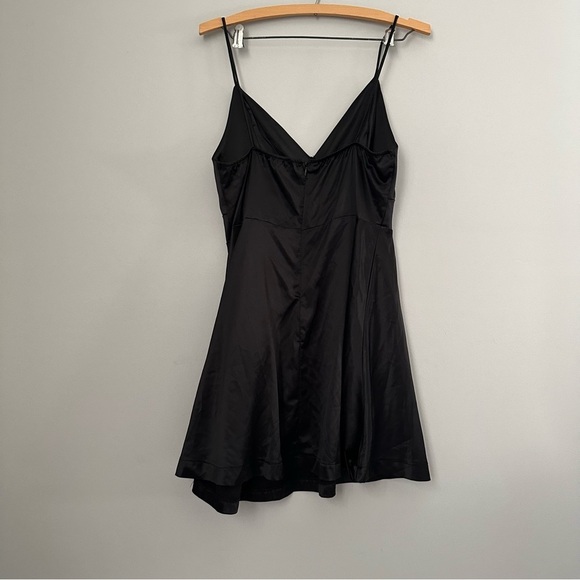 Deductions Black Satin Dress With Rose on Side Spaghetti straps - Picture 2 of 7